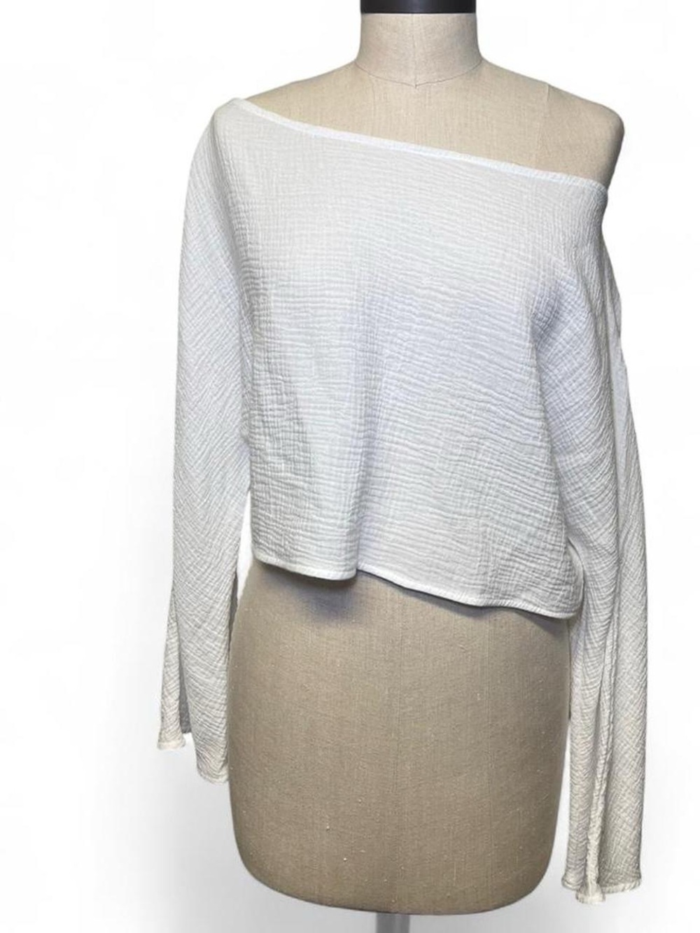 White Off-Shoulder Long Sleeve Women's Top